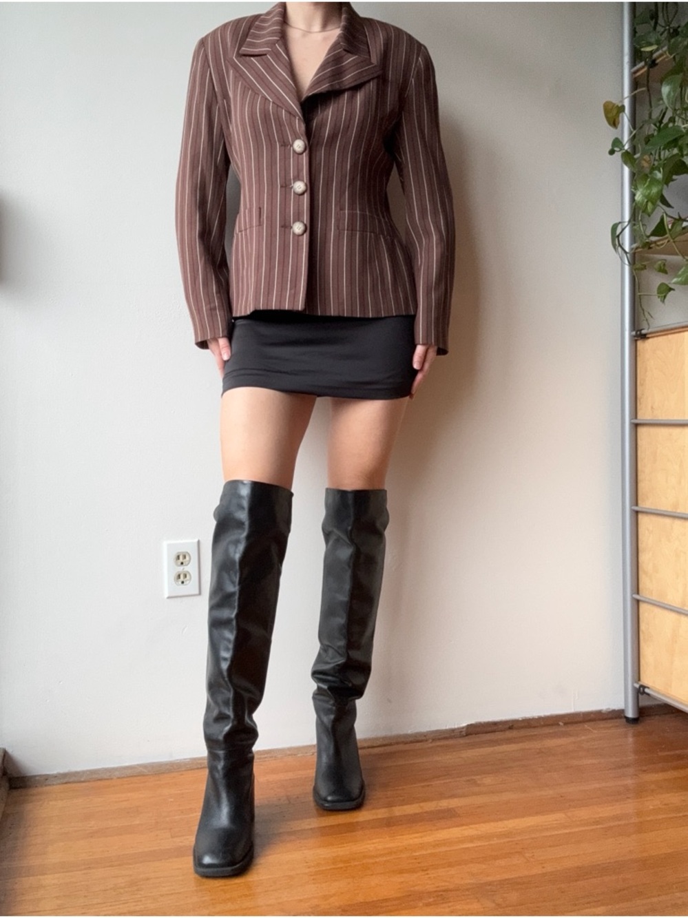 Vintage franco mirabelli brown striped blazer - size S